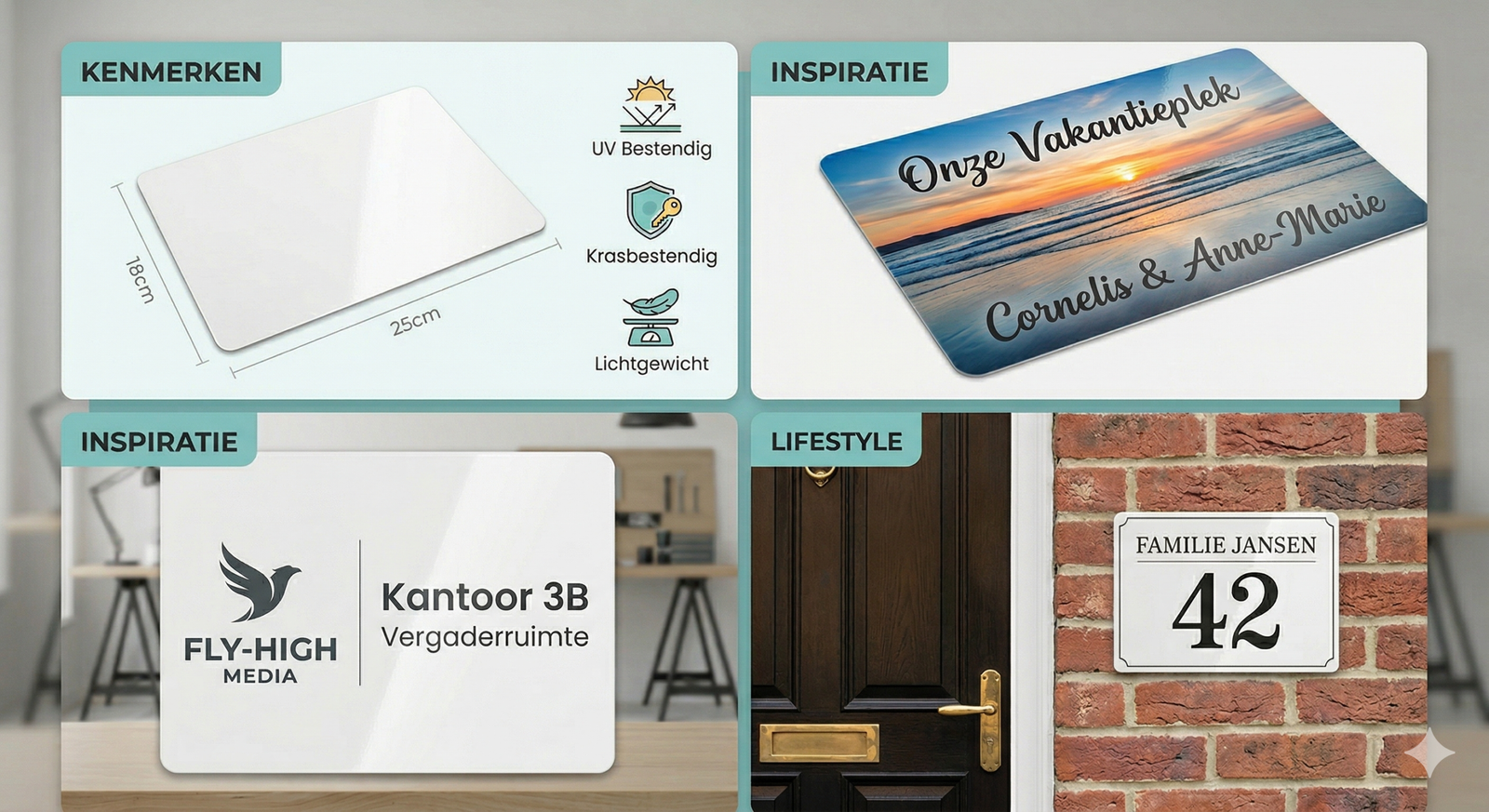 Gepersonaliseerd metalen bord (25cm bij 18cm) - Afbeelding 2