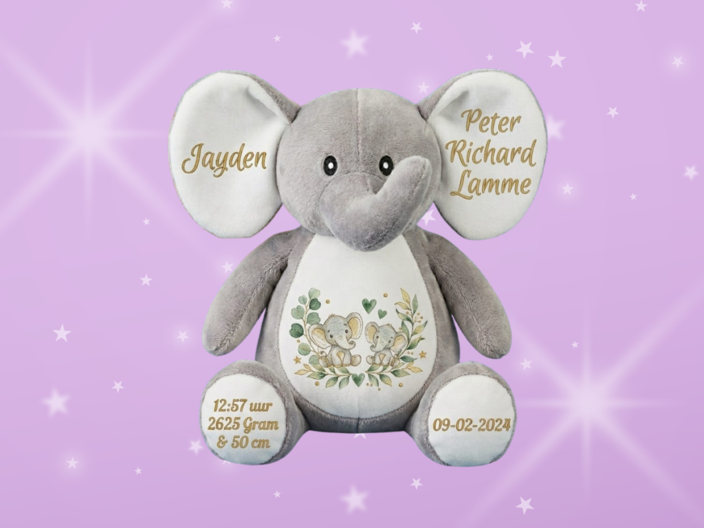 Gepersonaliseerde Kraamknuffel Olifant