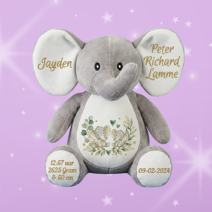 Gepersonaliseerde Kraamknuffel Olifant