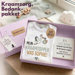 Gepersonaliseerd kraamzorg bedankpakket JustBecky Rozenburg