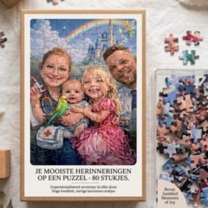 Gepersonaliseerde puzzel van 80 stukjes met foto en tekst